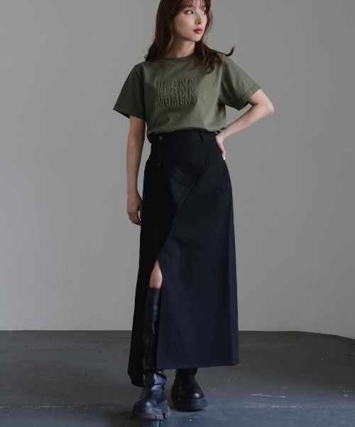 スカート デニム Black Denim Wrapping Skirt レディース : 77499714 