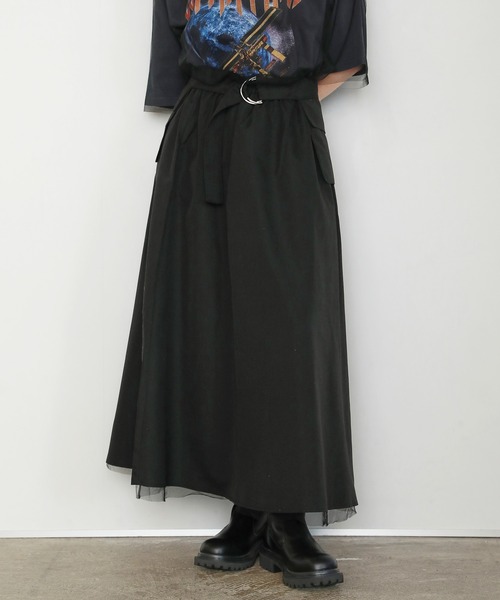 BOWTE バウト【定価82,500円】ウール メルトンリバー ベルト スカート BOWTE バウト【定価82,500円】ウール メルトンリバー ベルト スカート