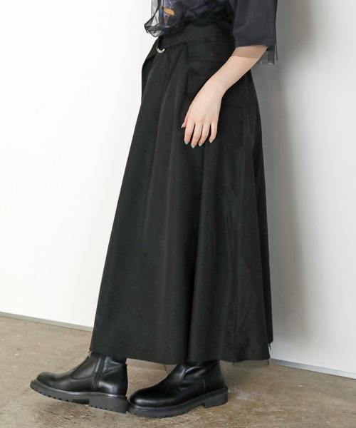 uora スカート ポケットベルト付き リバーシブルチュールスカート