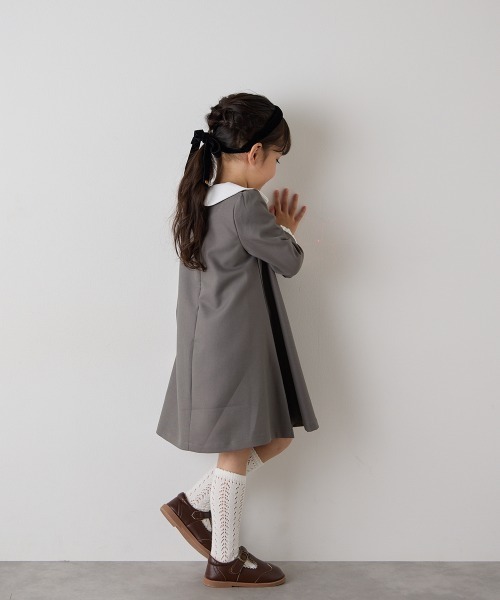【riziere】2点セット セレモニーワンピース 90 ネイビー　靴　14cm riziere（リジェール） ワンピース 入学式 卒園式 「リンクコーデ