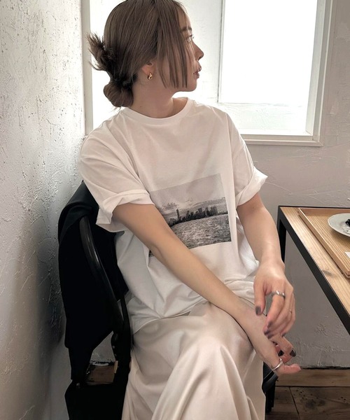 tシャツ プリーツブロッキングプルオーバー レディース Green Parks tシャツ ナイロンドッキングドロストプルオーバー