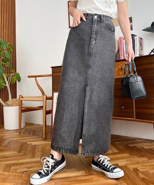 MSGM フロントスリットテニムミティスカト 3641MDD234L247268 82 moment+ デニムスカート フロントスリットデニムスカート