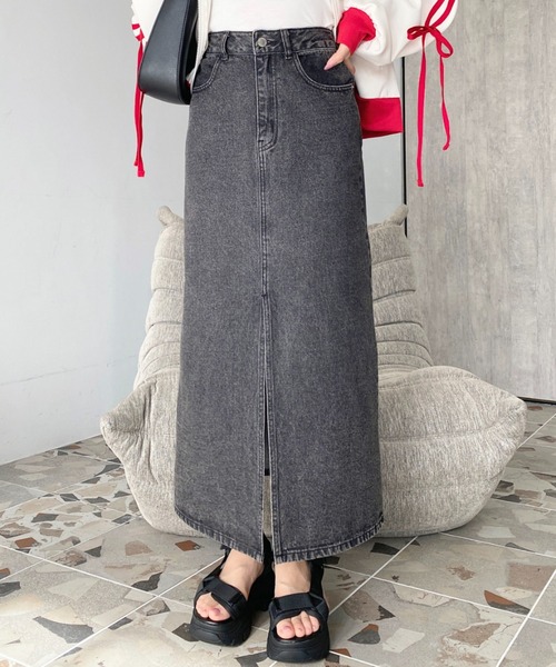 moment+ デニムスカート フロントスリットデニムスカート : ZOZOTOWN