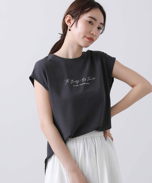 tシャツ FRENCH SLEEVE LOGO PRINT TEE レディース FRAMeWORK tシャツ 「追加」オーバーTEE 2 レディース