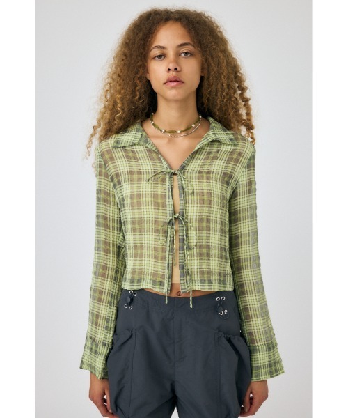 MOUSSY ブラウス シャツ FRONT TIED CHECK レディース