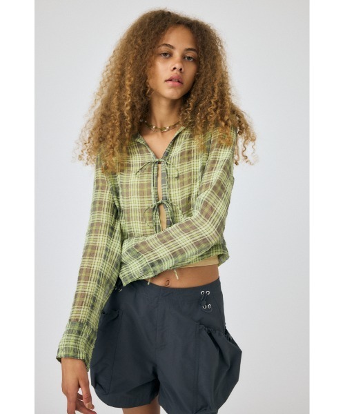 MOUSSY ブラウス MOUSSY ブラウス シャツ FRONT TIED CHECK レディース