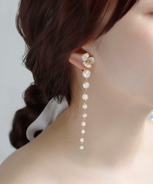 ANEMONE（アネモネ） イヤリング パールフラワーロングイヤリング
