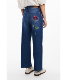 パンツ Flower Pattern Denim Wide Pants セール】flower design wide denim pants / フラワーデザイン