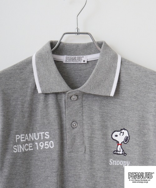 PEANUTS スマホショルダー ポロシャツ 半袖 鹿の子ポロシャツ メンズ