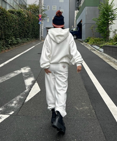 GOSSIPCLUB ロゴ入りパーカーセットアップ ホワイト AINA