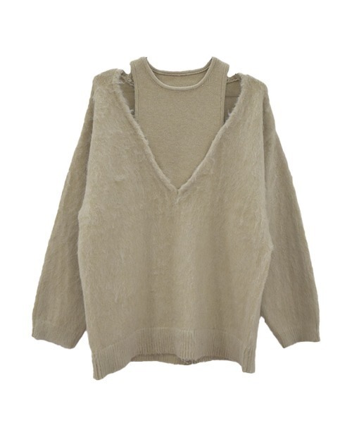 Reurie' ニット セーター レイヤードライクオフショルダーニット