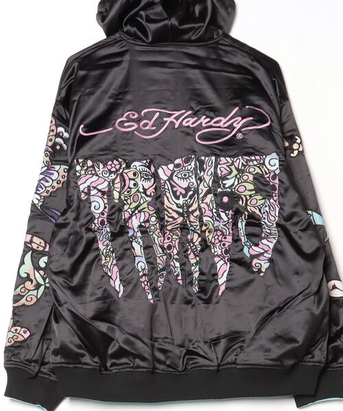 【美品】古着　スカジャン　エドハーディ　刺繍　リバーシブル Ed Hardy リバーシブル刺繍スカジャン】LOVEKILL エド