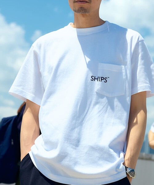 即発♪インボイス原本無修正♪CH◆ネックレター ロゴ Tシャツ/WH SHIPS tシャツ 「WEB限定」SHIPS: SHIPSロゴ プリント ポケット