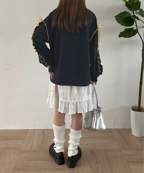 kutir（クティール） トレーナー スウェット dogチェックリボンフリル