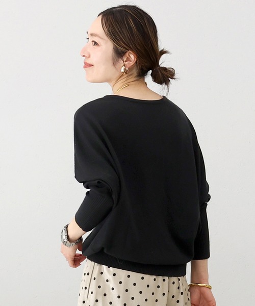 Aletta vita ニット セーター リブ袖Vネック2WAYドルマンプルオーバー