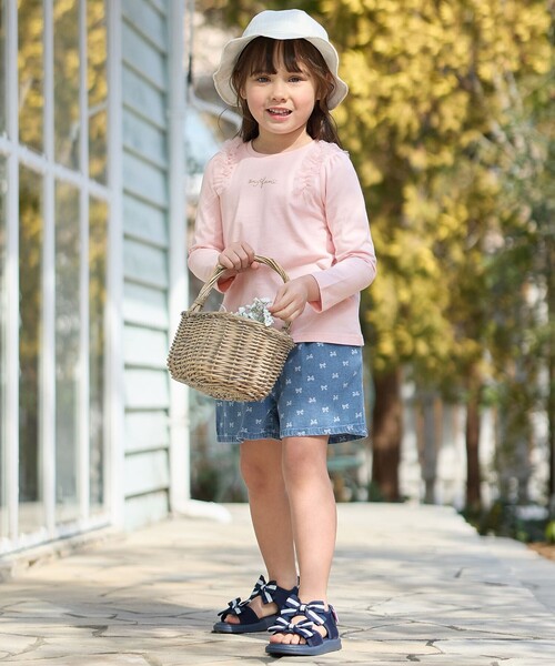 ブラック チュール フリル 長袖カットソー any FAM tシャツ チュールフリル 長袖Tシャツ キッズ 子供服