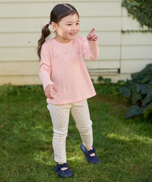 ブラック チュール フリル 長袖カットソー any FAM tシャツ チュールフリル 長袖Tシャツ キッズ 子供服