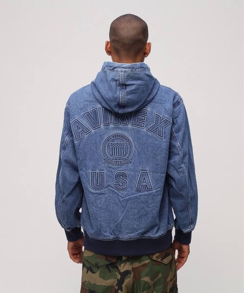 パーカー 「直営店限定」DENIM SIGNATUR LOGO PARKA / デニム シグネチャーロゴ パーカー / AVIREX / アヴィレック | AVIREX | 19