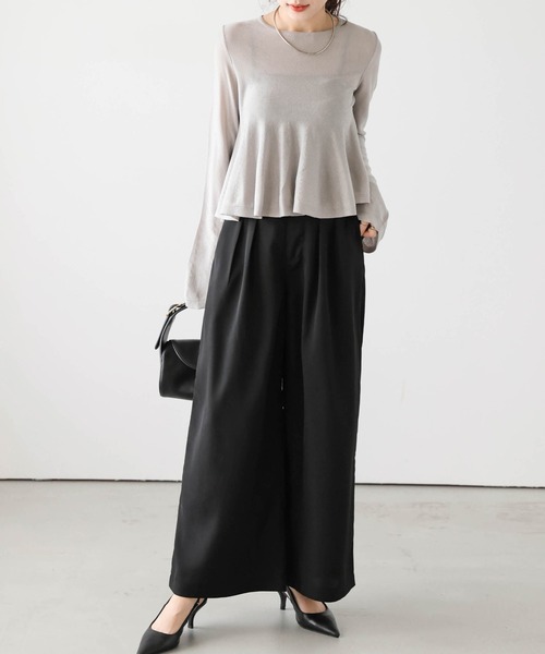 La-gemme（ラジェム） パンツ Wタックワイドパンツ レディース