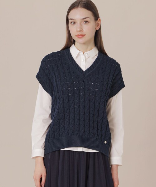 ベスト ジレ ケーブルベスト レディース MACKINTOSH LONDON ベスト ジレ ケーブルニットベスト