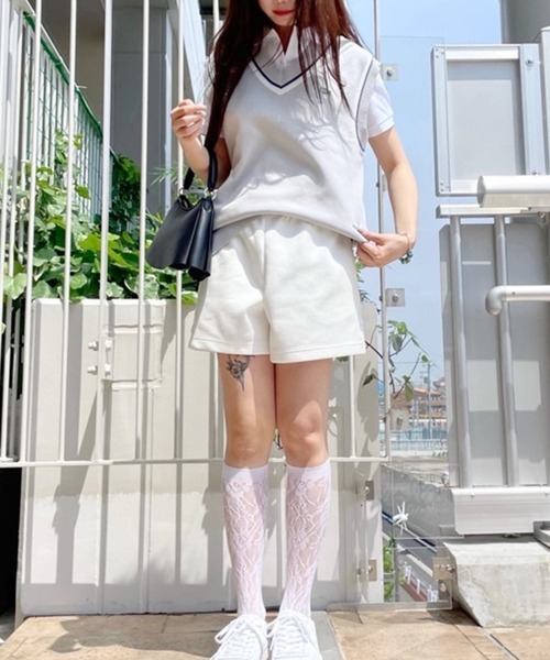 BLANC◆ニットベスト(厚手)/38/アクリル/CRM/総柄/BB16-733 LACOSTE ベスト ジレ チルデンニットベスト / サマーニット