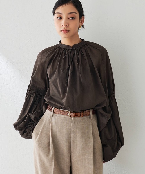 Whim Gazette（ウィム ガゼット） ブラウス シャツ ローンギャザー