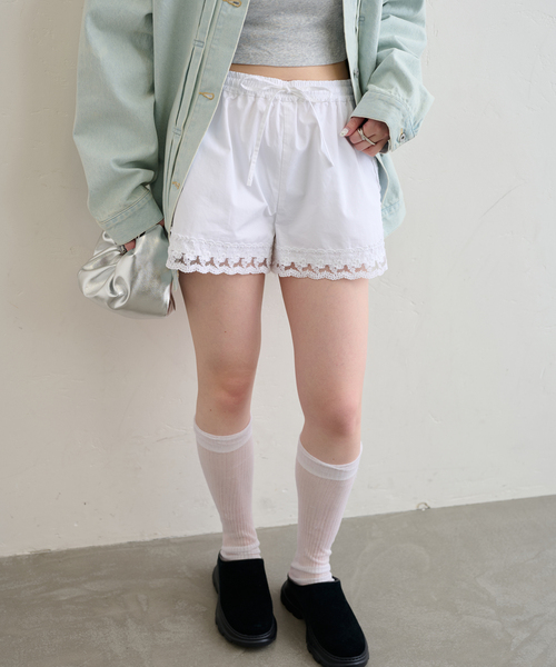 U by SPICK&SPAN サイドレースショートパンツ U by SPICK&SPAN パンツ 「追加」サイドレースショートパンツ