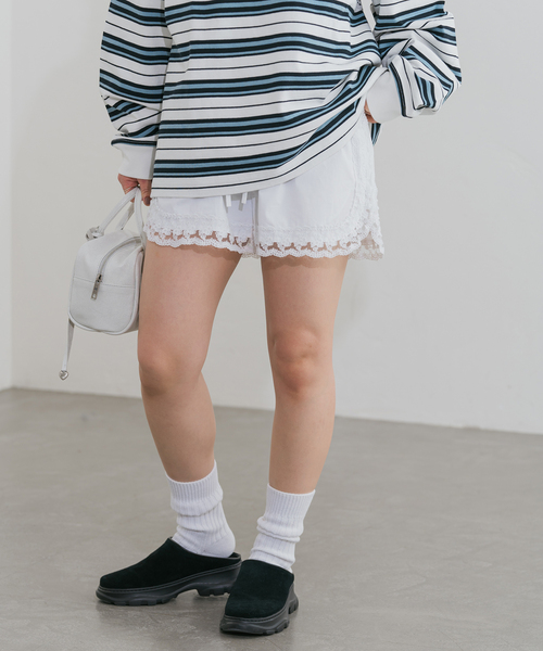 U by SPICK&SPAN パンツ 「追加」サイドレースショートパンツ