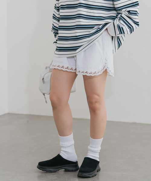 U by SPICK&SPAN パンツ 「追加」サイドレースショートパンツ