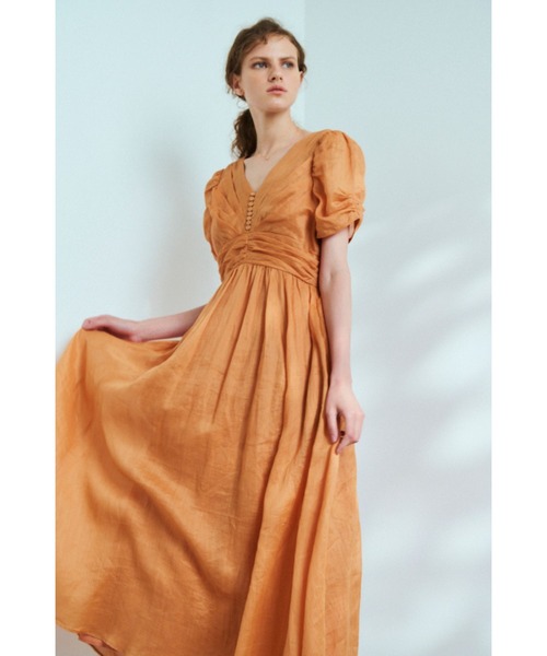 ワンピース Isabella Long Dress リネンタックドレスの画像