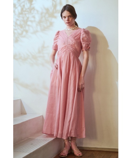 ワンピース Isabella Long Dress リネンタックドレスの画像
