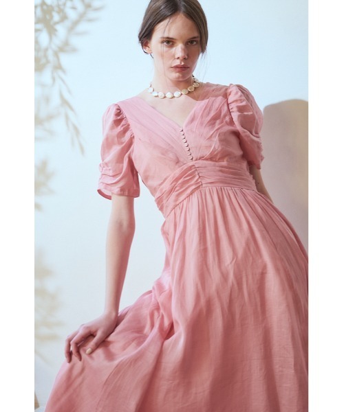 ワンピース Isabella Long Dress リネンタックドレスの画像