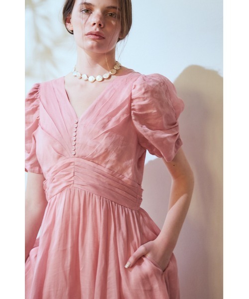 ワンピース Isabella Long Dress リネンタックドレスの画像