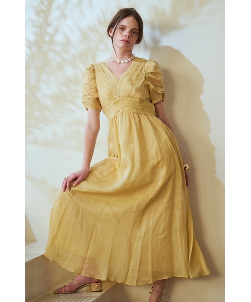 ワンピース Isabella Long Dress リネンタックドレスの画像
