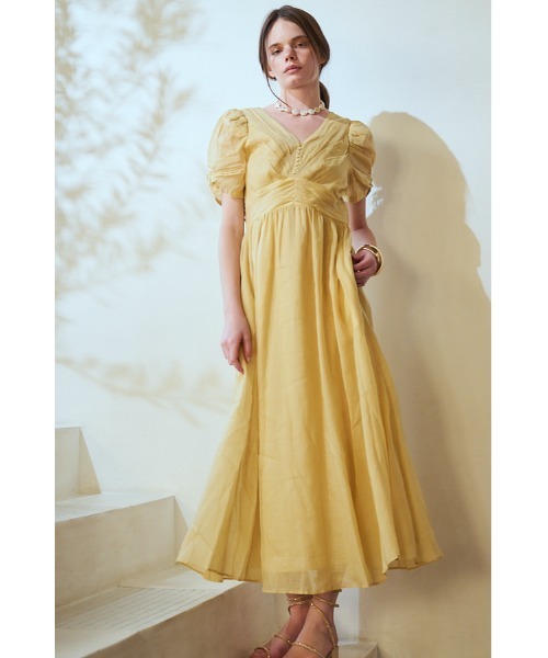 ワンピース Isabella Long Dress リネンタックドレスの画像