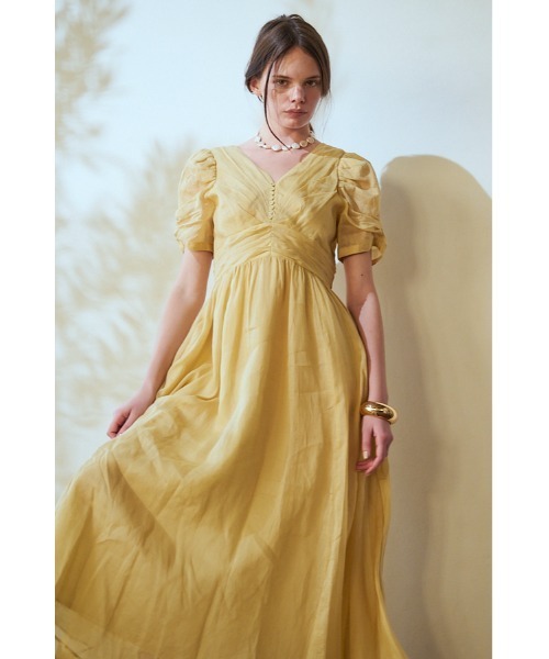 ワンピース Isabella Long Dress リネンタックドレスの画像
