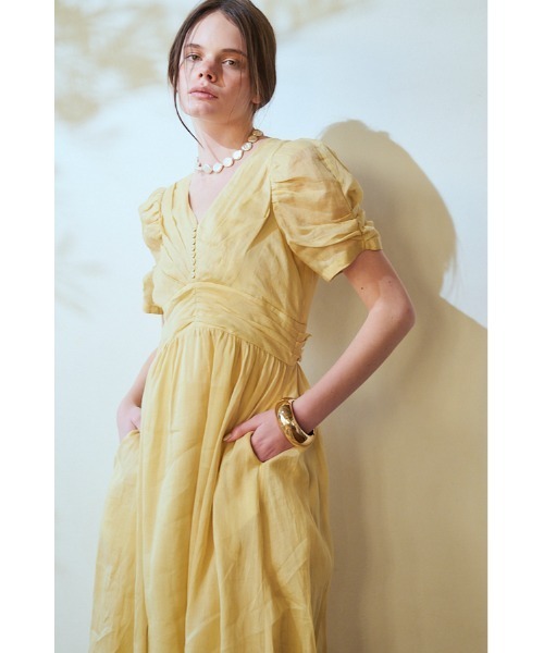 ワンピース Isabella Long Dress リネンタックドレスの画像