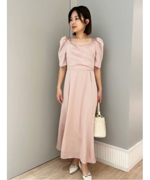 カシュクールワンピース CELFORD ワンピース カシュクール風ナローサテンワンピース