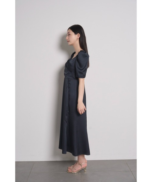 セルフォード　カシュクールコットンギャザーワンピース　ブラック　36 Sサイズ 美品】CELFORD セルフォード カシュクールコットンギャザー