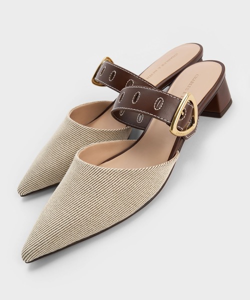 【新品】メタリックヒールミュールサンダル CHARLES ＆ KEITH サンダル Sepphe セフェ ツイルメタリック