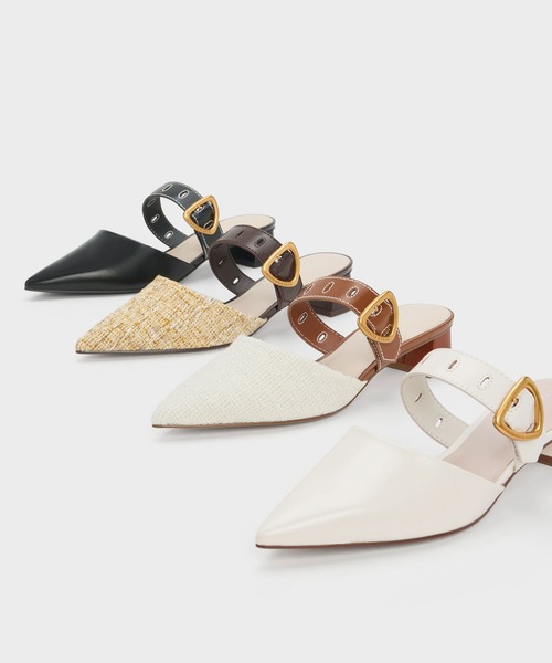 【新品】メタリックヒールミュールサンダル CHARLES ＆ KEITH サンダル Sepphe セフェ ツイルメタリック