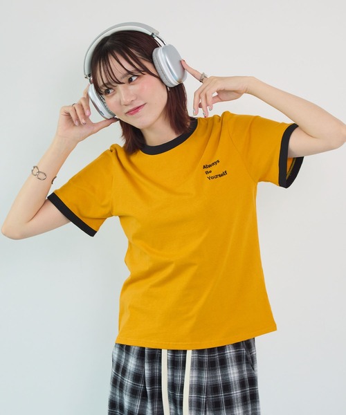 tシャツ 半袖 「リンガーTシャツ/配色Tシャツ」ワンポイント刺繍