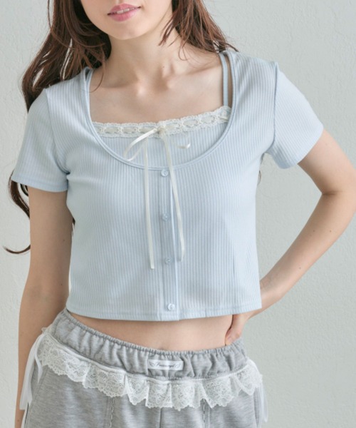 tシャツ レースレイヤードトップス レディース 楽天市場】トップス レイヤード レディース レース レイヤード
