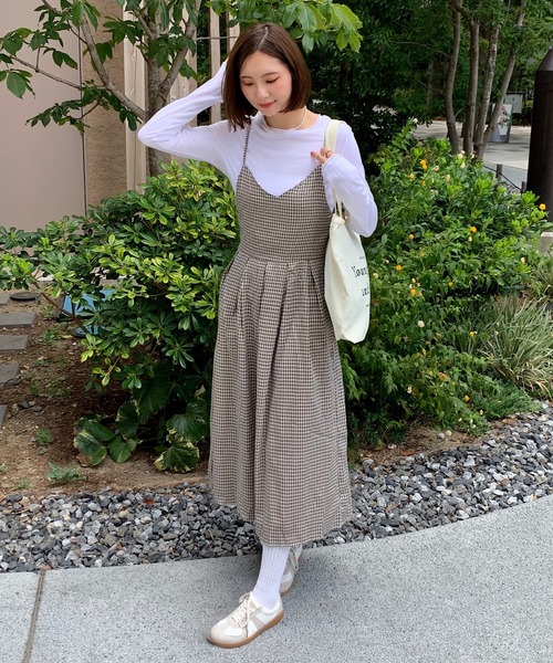 【美品】ギンガムチェック　ワンピース　ソフィット WOMEN】ギンガムチェックワンピース 通気性抜群 ドット