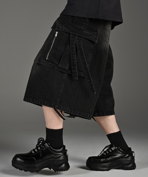 ハーフパンツ ワイドパンツ カーゴパンツ メンズ レディースの画像