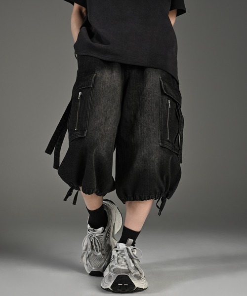 ハーフパンツ ワイドパンツ カーゴパンツ メンズ レディースの画像