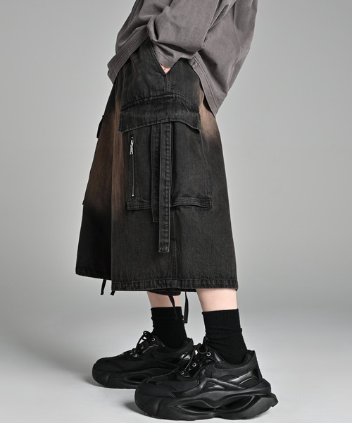 ハーフパンツ ワイドパンツ カーゴパンツ メンズ レディースの画像