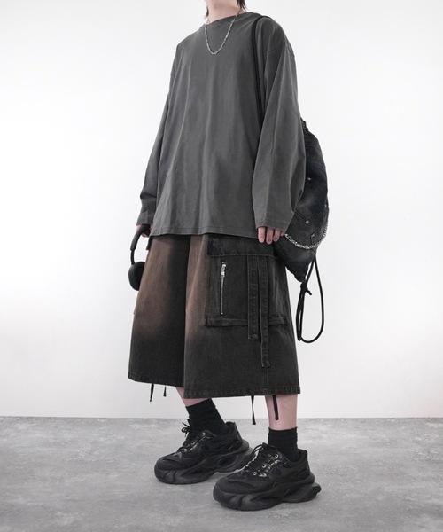 ハーフパンツ ワイドパンツ カーゴパンツ メンズ レディースの画像