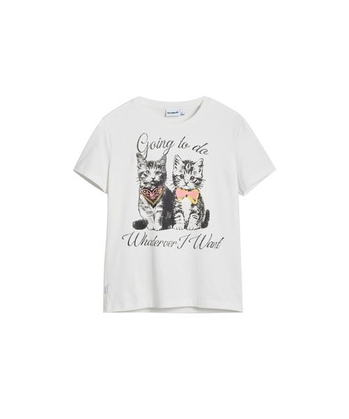 tシャツ 「NEW」キャットメッセージプリントTシャツ レディース