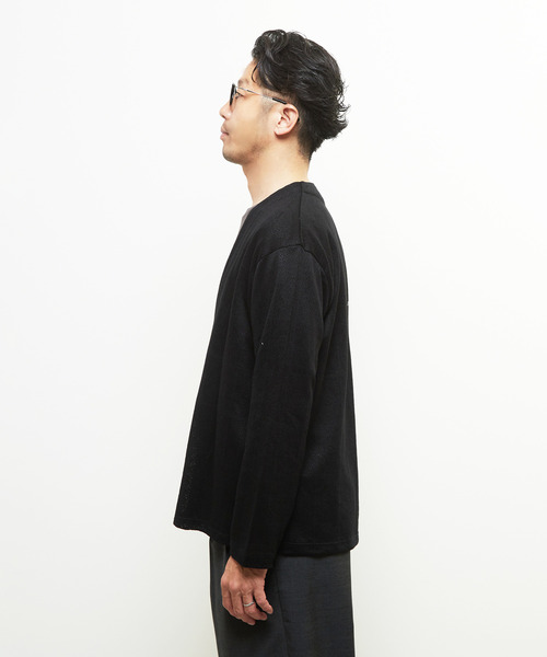 メンズメルローズ（MEN’S MELROSE）/ジャガードメッシュボタンレスカーディガン MEN'S MELROSE カーディガン ジャガードメッシュボタンレス